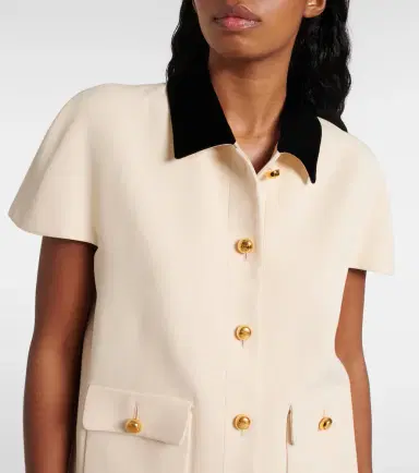 Prada Velvet-trimmed sablé top | Thumbnail 5