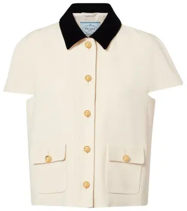 Prada Velvet-trimmed sablé top | Thumbnail 1