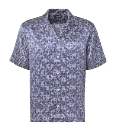 Frescobol Carioca Roberto printed silk bowling shirt | Thumbnail 1