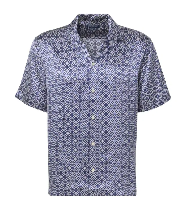 Frescobol Carioca Roberto printed silk bowling shirt