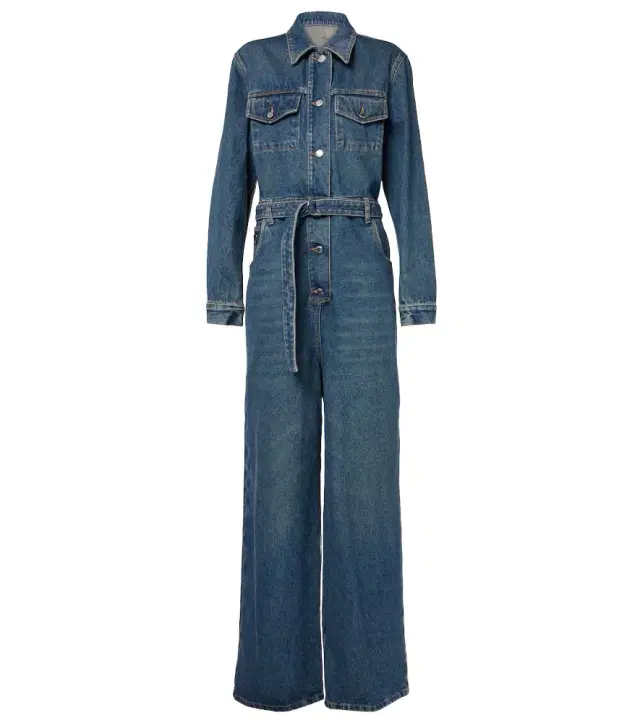 Belted denim jumpsuit