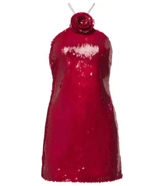 Magda Butrym Floral-appliqué sequined halterneck minidress