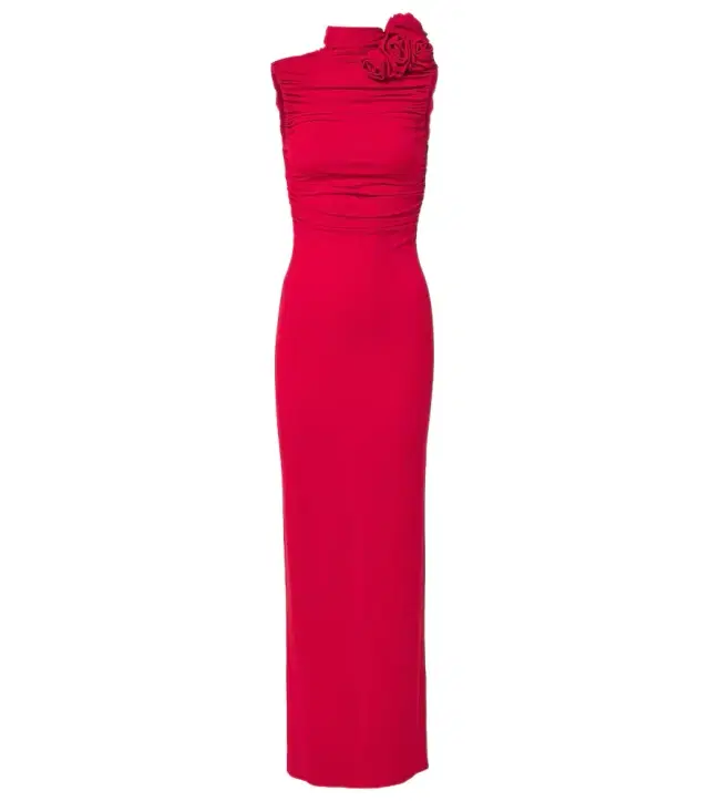 Magda Butrym Floral-appliqué ruched jersey gown
