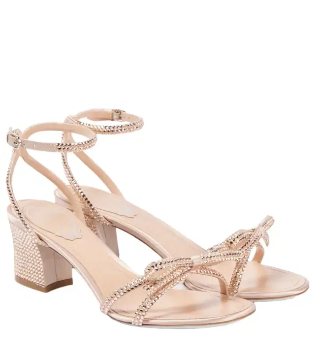 René Caovilla 50 embellished bow-detail satin sandals