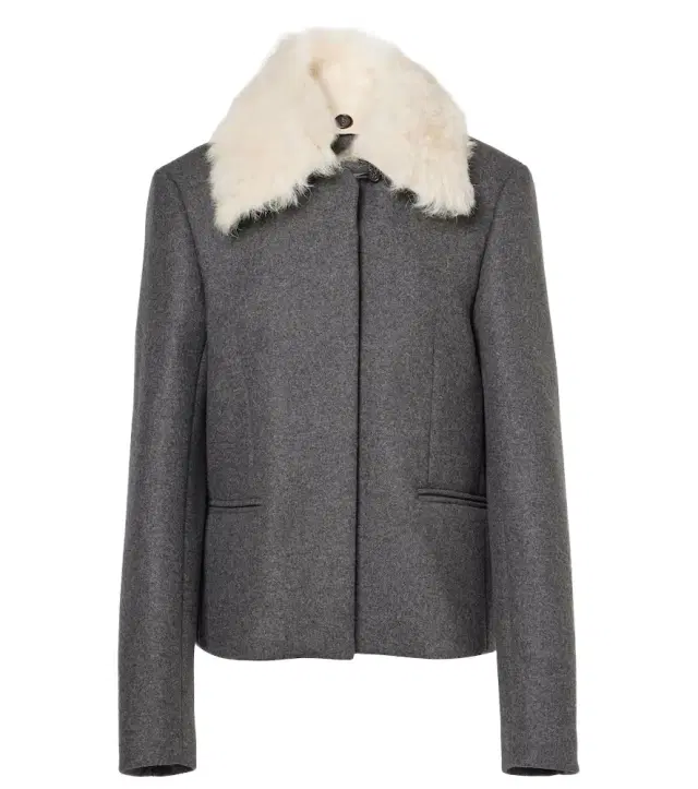 Toteme Shearling-trimmed wool-blend jacket