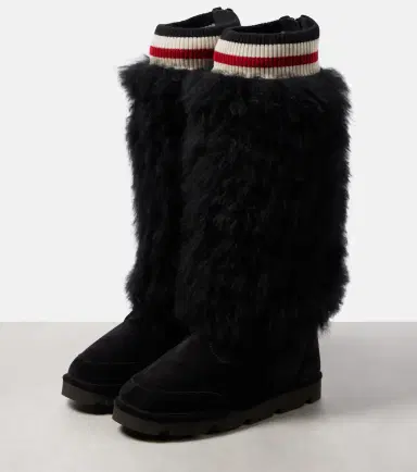 Brunello Cucinelli Mountain shearling-trimmed suede knee-high boots | Thumbnail 3
