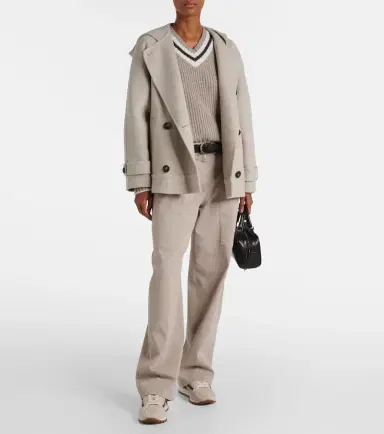 Brunello Cucinelli Monili shearling-trimmed suede sneakers | Thumbnail 5