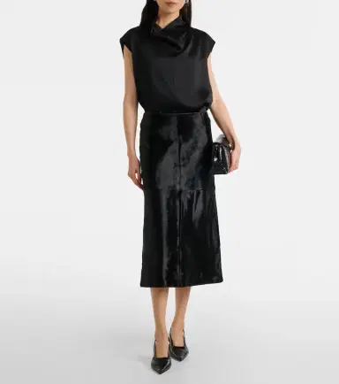 Toteme Paneled calf hair midi skirt | Thumbnail 2