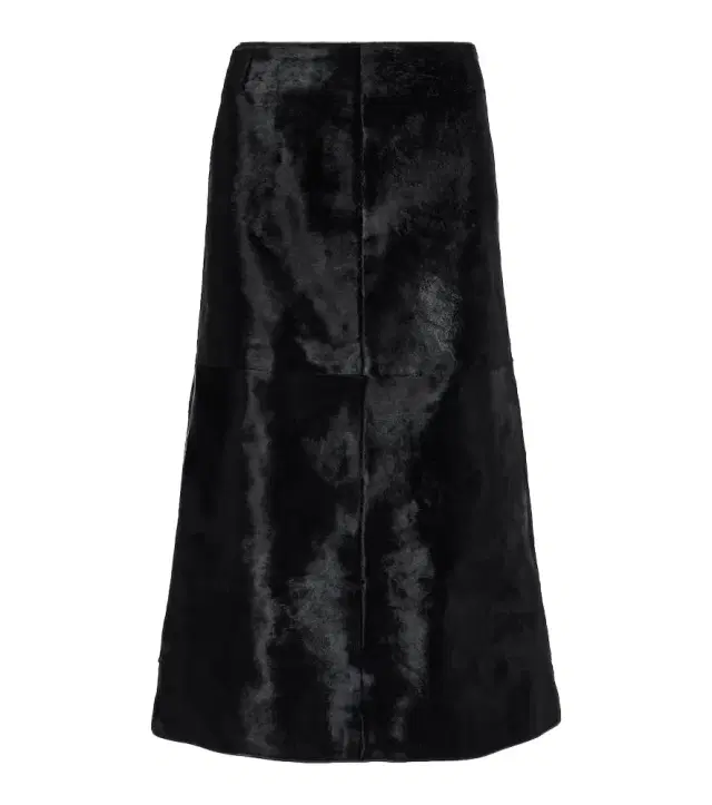 Paneled calf hair midi skirt