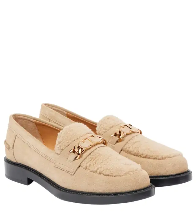 Tod's Shearling-trimmed suede loafers