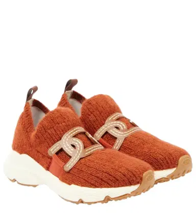 Tod's Kate leather-trimmed slip-on sneakers | Thumbnail 1 Tod's Kate leather-trimmed slip-on sneakers | Thumbnail 1