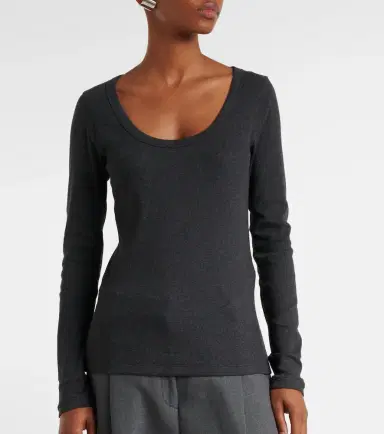 Toteme Ribbed-knit cotton-blend jersey top | Thumbnail 5