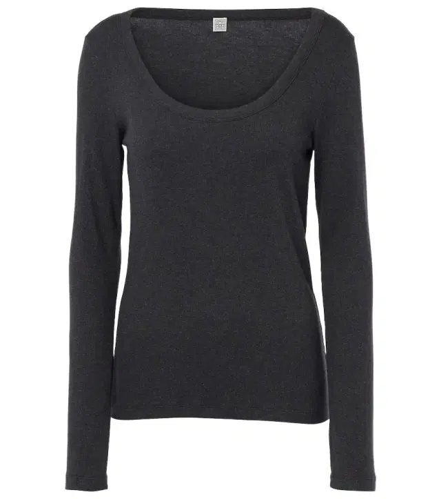Toteme Ribbed-knit cotton-blend jersey top