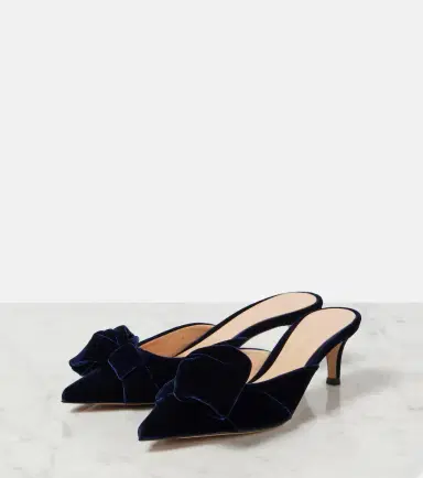Gianvito Rossi 55 bow-detail velvet mules | Thumbnail 3