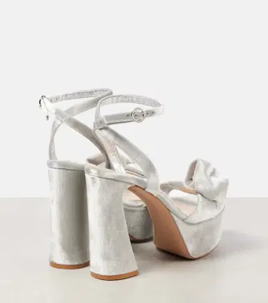 Gianvito Rossi 70 bow-detail velvet platform sandals | Thumbnail 3