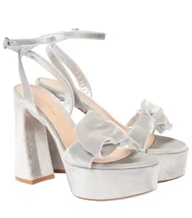 Gianvito Rossi 70 bow-detail velvet platform sandals | Thumbnail 1