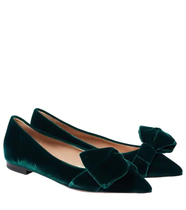 Gianvito Rossi Bow-detail velvet ballet flats
