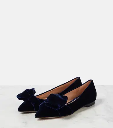 Gianvito Rossi Bow-detail velvet ballet flats | Thumbnail 3