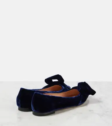 Gianvito Rossi Bow-detail velvet ballet flats | Thumbnail 4
