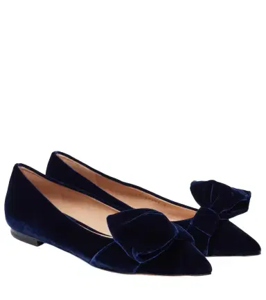 Gianvito Rossi Bow-detail velvet ballet flats | Thumbnail 1