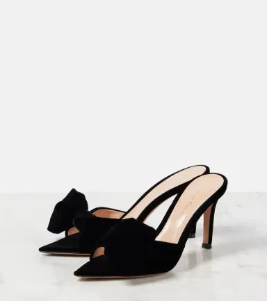 Gianvito Rossi 85 bow-detail velvet mules | Thumbnail 2