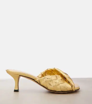 Bottega Veneta Blink Intrecciato 50 metallic leather mules | Thumbnail 4