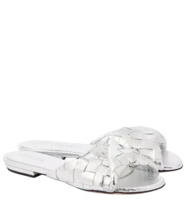 Bottega Veneta Blink Intrecciato metallic leather mules | Thumbnail 1