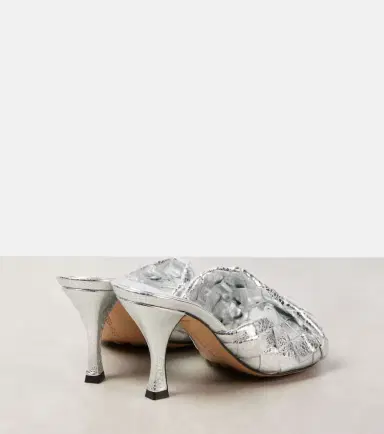 Bottega Veneta Blink Intrecciato 80 metallic leather mules | Thumbnail 3