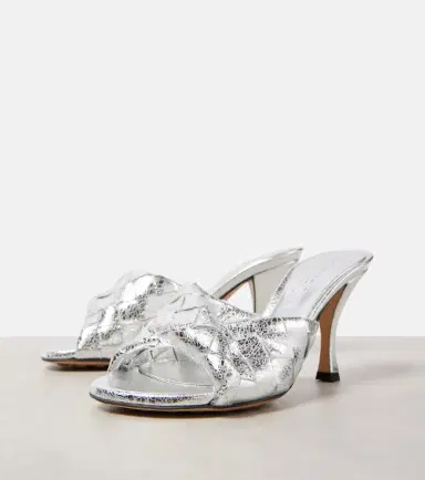 Bottega Veneta Blink Intrecciato 80 metallic leather mules | Thumbnail 4