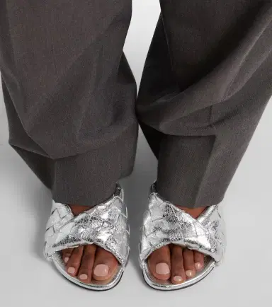 Bottega Veneta Blink Intrecciato 80 metallic leather mules | Thumbnail 6