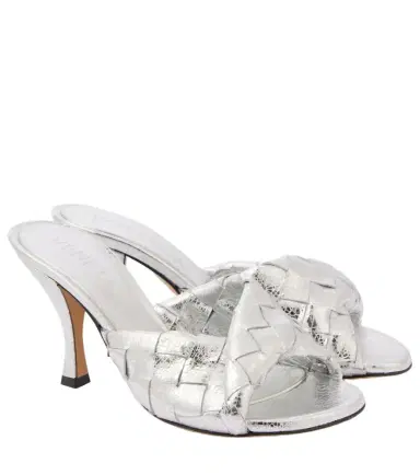 Bottega Veneta Blink Intrecciato 80 metallic leather mules | Thumbnail 1