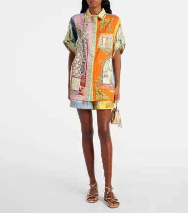 ALÉMAIS Alémais Monte printed high-rise linen shorts | Thumbnail 3