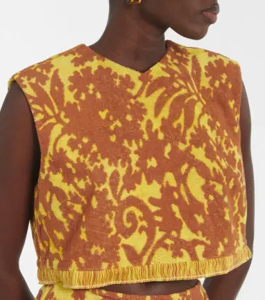 ALÉMAIS Alémais Amarillo printed cotton-blend crop top | Thumbnail 4