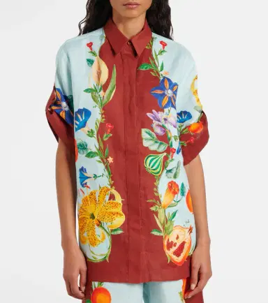 ALÉMAIS Alémais Dahlia floral linen shirt | Thumbnail 3