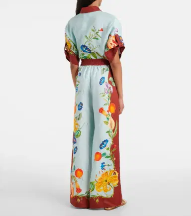 ALÉMAIS Alémais Dahlia floral linen wide-leg pants | Thumbnail 2