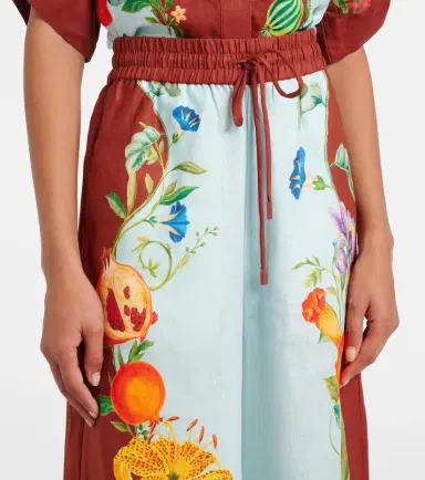 ALÉMAIS Alémais Dahlia floral linen wide-leg pants | Thumbnail 4