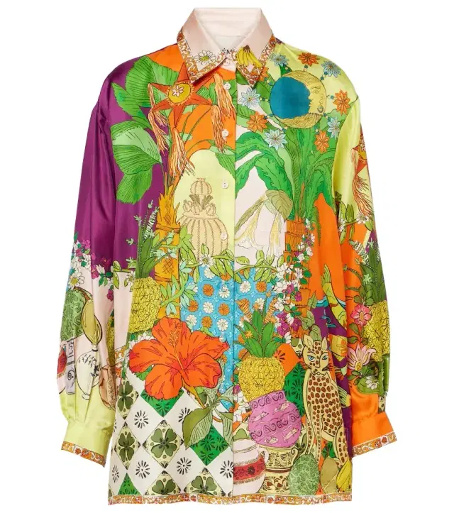 Alémais Tiger printed silk twill shirt