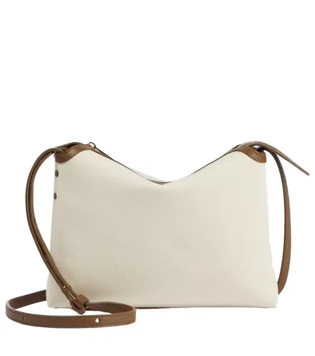 Lina leather-trimmed canvas crossbody bag