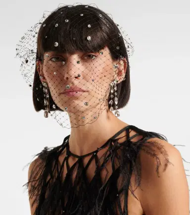Jennifer Behr Stella embellished fishnet headband | Thumbnail 2