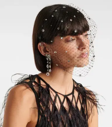 Jennifer Behr Stella embellished fishnet headband | Thumbnail 3