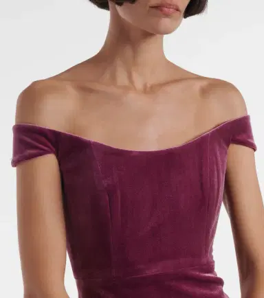 Alex Perry Off-shoulder velvet corset dress | Thumbnail 4