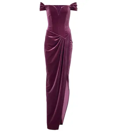 Alex Perry Asymmetric velvet bustier gown | Thumbnail 1