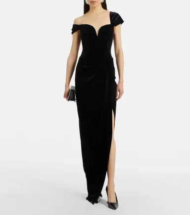 Alex Perry Asymmetric velvet bustier gown | Thumbnail 2