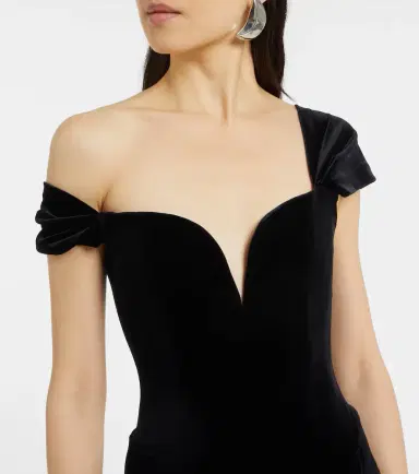 Alex Perry Asymmetric velvet bustier gown | Thumbnail 6