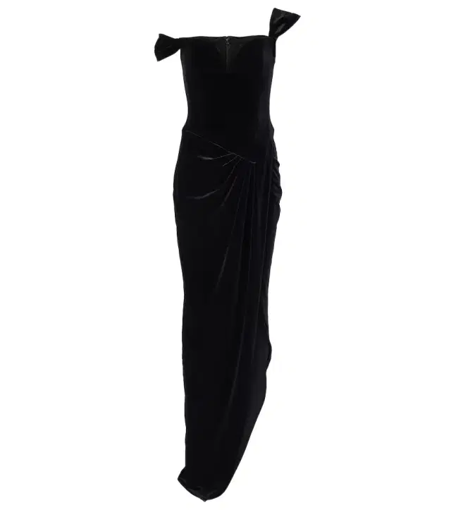 Alex Perry Asymmetric velvet bustier gown