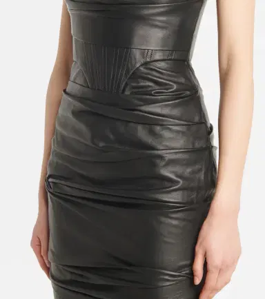 Alex Perry Ruched leather midi dress | Thumbnail 3