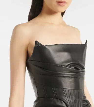Alex Perry Ruched leather midi dress | Thumbnail 5