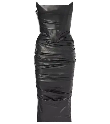 Alex Perry Ruched leather midi dress | Thumbnail 1