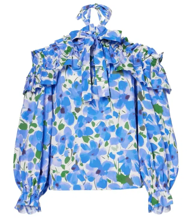 Carolina Herrera Floral off-shoulder cotton-blend top