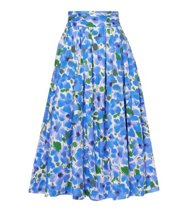 Carolina Herrera Floral cotton-blend midi skirt